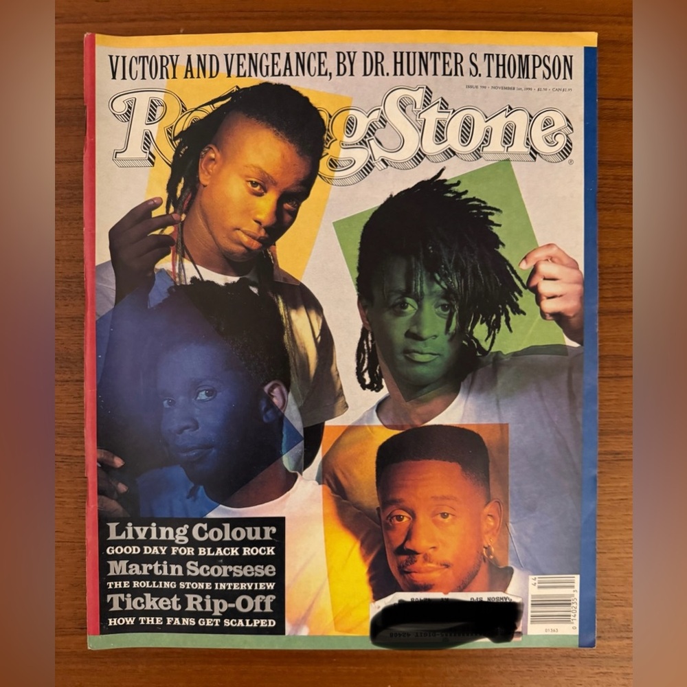 Vintage Rolling Stone Magazine 11/1/1990–Living Colour Cover